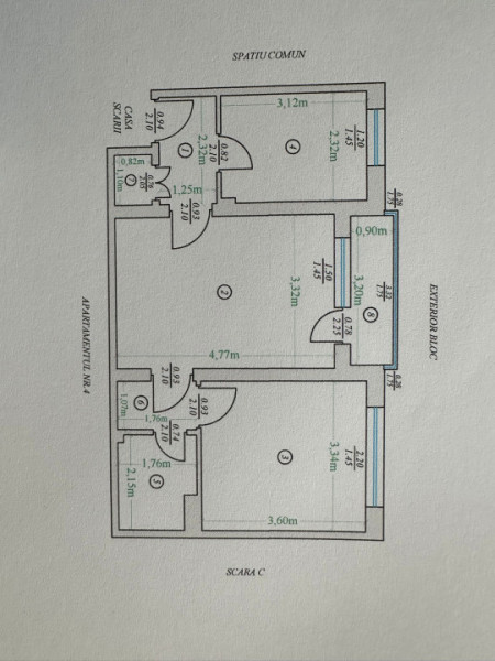 Ap. 2 camere- 47 mp- parter cu balcon intabulat- necesită renovare totală