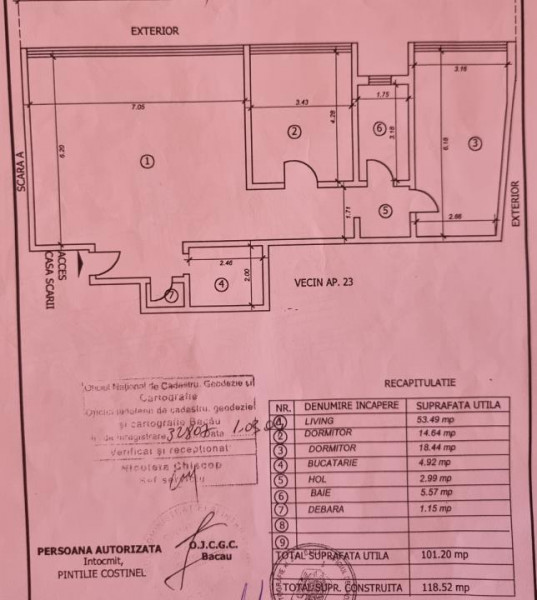 Apartament-spectacol/ 101 mp utili/ living de 54 mp! Unic în Bacău!