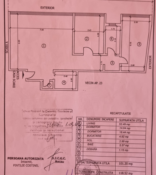 Apartament-spectacol/ 101 mp utili/ living de 54 mp! Unic în Bacău!