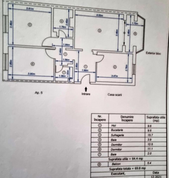 Bistrița Lac- Apartament 3 camere decomandate/etaj 2/mobilat/utilat 